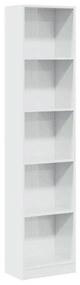 magasfényű fehér szerelt fa könyvespolc 40 x 24 x 176 cm