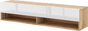 TV szekrény 140 cm 1 ajtós Wotan tölgy / fehér magasfény színkombinációban – DERBY