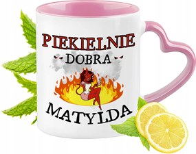 Bögre Matildának Rózsaszín Szív Alakú Füllel Kávé Ajándék