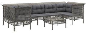 8 részes szürke polyrattan kerti ülőgarnitúra párnákkal