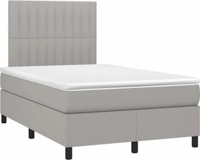 vidaXL világosszürke szövet rugós ágy matraccal 120 x 190 cm
