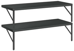 2 db fekete rozsdamentes acél fali polc 100 x 40 cm