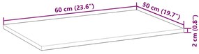 kezeletlen tömör akácfa íróasztallap 60 x 50 x 2 cm