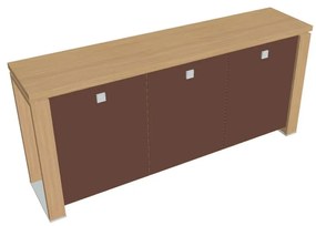 Verno+ alacsony szekrény 200 x 46 x 90 cm, üvegajtó, világos tölgy / barna