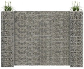 H alakú acéldrót virágtartó gabion 260 x 40 x 180 cm