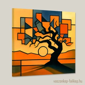 Absztrakt fa naplementében – prémium geometrikus falikép 40x40cm