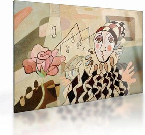 Kép - kubizmus -harlequin and rose (üvegen) (70x50 cm)