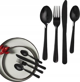 Evőeszköz szett Mono 16 db-os fekete 4 személyes szett Glamour rozsdamentes acél
