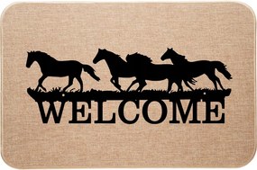 Lábtörlő Bemeneti Lenvászon Galoppozó lovak Welcome Helló
