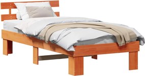 vidaXL Ágykeret fejtámlával Faggyú barna 100 x 200 cm Tömör fenyőfa