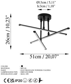 Fekete LED mennyezeti lámpa 26x51 cm Ledflower – Opviq lights