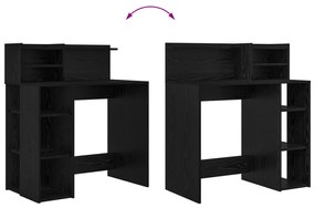 vidaXL Íróasztal tárolóval Fekete tölgy 90x48x101.5 cm Szerelt fa
