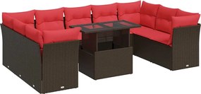 vidaXL 10 részes barna polyrattan akácfa kerti ülőgarnitúra párnákkal