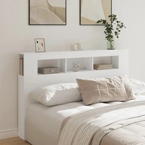 fehér szerelt fa LED-es fejtámla 160x18,5x103,5 cm
