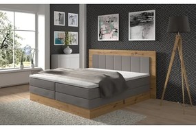 Boxspring ágy matracokkal és topperrel, tárolóhellyel JASMINE 180x200 cm szürke