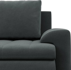 Tokio sarokkanapé, L alakú háttámlával, 2 ágyneműtartóval, bársony, jobboldali, szürke