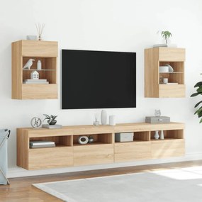 sonoma tölgy színű fali TV-szekrény LED-ekkel 40x30x60,5 cm