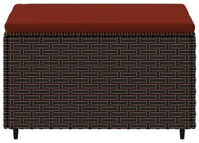 Barna polyrattan kerti lábtartó párnával