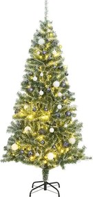 vidaXL műkarácsonyfa 300 LED-del, gömbszettel és hópehellyel 240 cm
