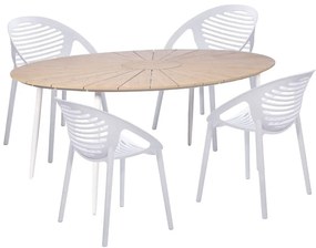 4 db fehér étkezőszék Jaanna és természetes asztal Marienlist - Bonami Essentials