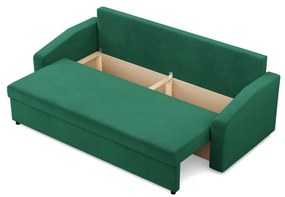 Zeus kanapéágy, bársony, bonell töltet, döntött kartámasz, zöld