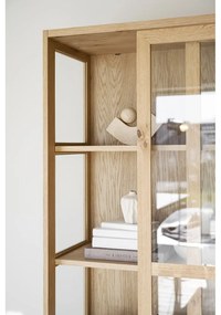 Natúr színű tálalószekrény tolóajtóval, tölgyfa dekorral 100x203 cm Hazelton – Rowico