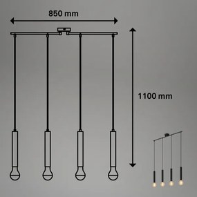 Briloner - Csillár zsinóron LONGA 4xE27/60W/230V fekete