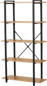 Intenso Home 5 szintes tölgy színű nyitott könyvespolc 80 x 152cm | Univerzális tároló állvány fém lábakkal