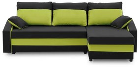 Szétnyitható sarok ülőgarnitúra HEWLET PLUS Color Fekete + zöld