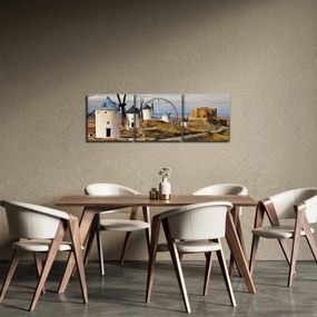 Kép - Consuegra szélmalmai, Spanyolország (órával) (90x30 cm)