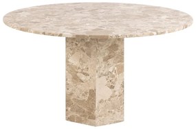 Világosbarna márvány kerek étkezőasztal ø 130 cm Naxos – Actona