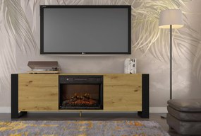 TV szekrény/asztal kandallóval Montana (artisan tölgy + fekete). Akció -21%. 1124958