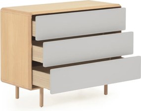 Szürke-natúr színű komód kőrisfa dekorral 99x78,5x42 cm Anielle – Kave Home