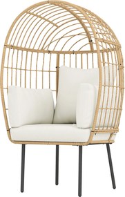Outsunny Rattan Tojásformájú Szék Levehető Párnázattal, Varrással, Nagy Kivitelű Kültéri Szék Rattanból, Időjárásálló Műanyag Szék Kerthez, Erkélyhez,
