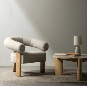 Bézs design fotel KOKEI, tölgy