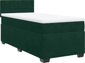 vidaXL sötétzöld bársony rugós ágy matraccal 90x190 cm