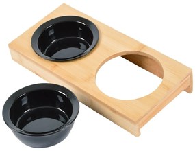 Bambusz tálka szett állvánnyal kutyáknak ø 12 cm – Love Story