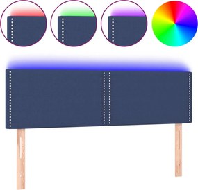 vidaXL kék szövet LED-es fejtámla 144x5x78/88 cm