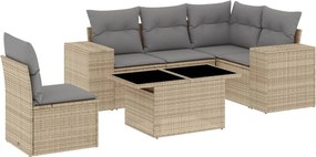 vidaXL 6 részes bézs polyrattan kerti ülőgarnitúra párnával