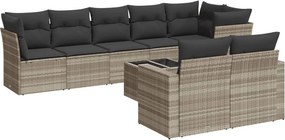 vidaXL 9 részes világosszürke polyrattan kerti ülőgarnitúra párnával