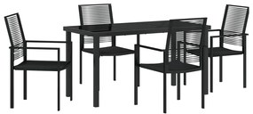5 darabos kert étkező készlet Fekete PVC rattan