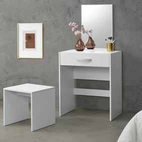 [en.casa] Fésülködő asztal tükörrel és székkel sminkasztal fiókkal forgácslap fehér