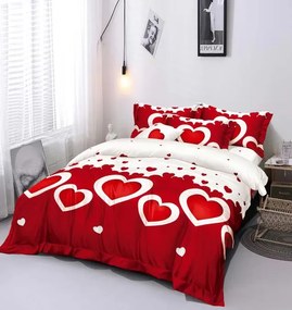 3 részes lepedők Polycotton Hearts Red 200x140cm+90x70cm TiaHome