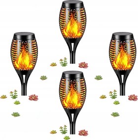 4x Napelemes Kerti Lámpa Fáklya Led Láng Kerti Lámpa Készlet