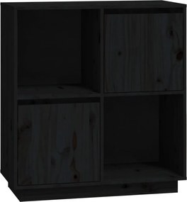 vidaXL fekete tömör fenyőfa tálalószekrény 74x35x80 cm