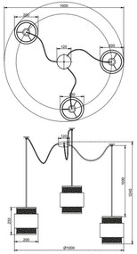 Lámpa Fali lámpatest ABRA 2, 6151, AC220-240V, 50/60Hz, 3*E27, max.40W, átmérő 20 cm, krém