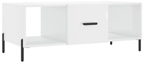 magasfényű fehér szerelt fa dohányzóasztal 102 x 50 x 40 cm