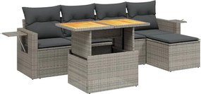 vidaXL 6 részes szürke polyrattan kerti ülőgarnitúra párnákkal