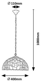 Brilagi - Tiffany-stílusú vitrázs csillár láncon GARLAN 2xE27/60W/230V