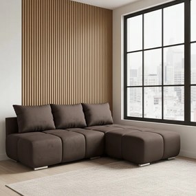 Barna Modern Összecsukható Sarokülőgarnitúra Alvás Funkcióval Honey Mini Jobbos